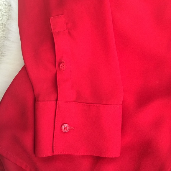 Express Scarlet Red Portofino Button Up Blouse - Picture 7 of 9